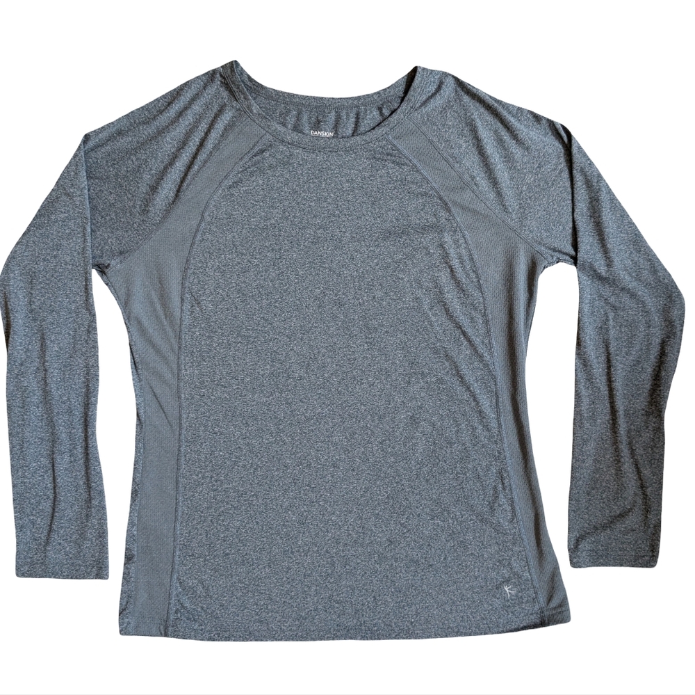 Danskin Now Athletic Long Sleeve T Shirt Dri-More Moisture Wicking Gray XL